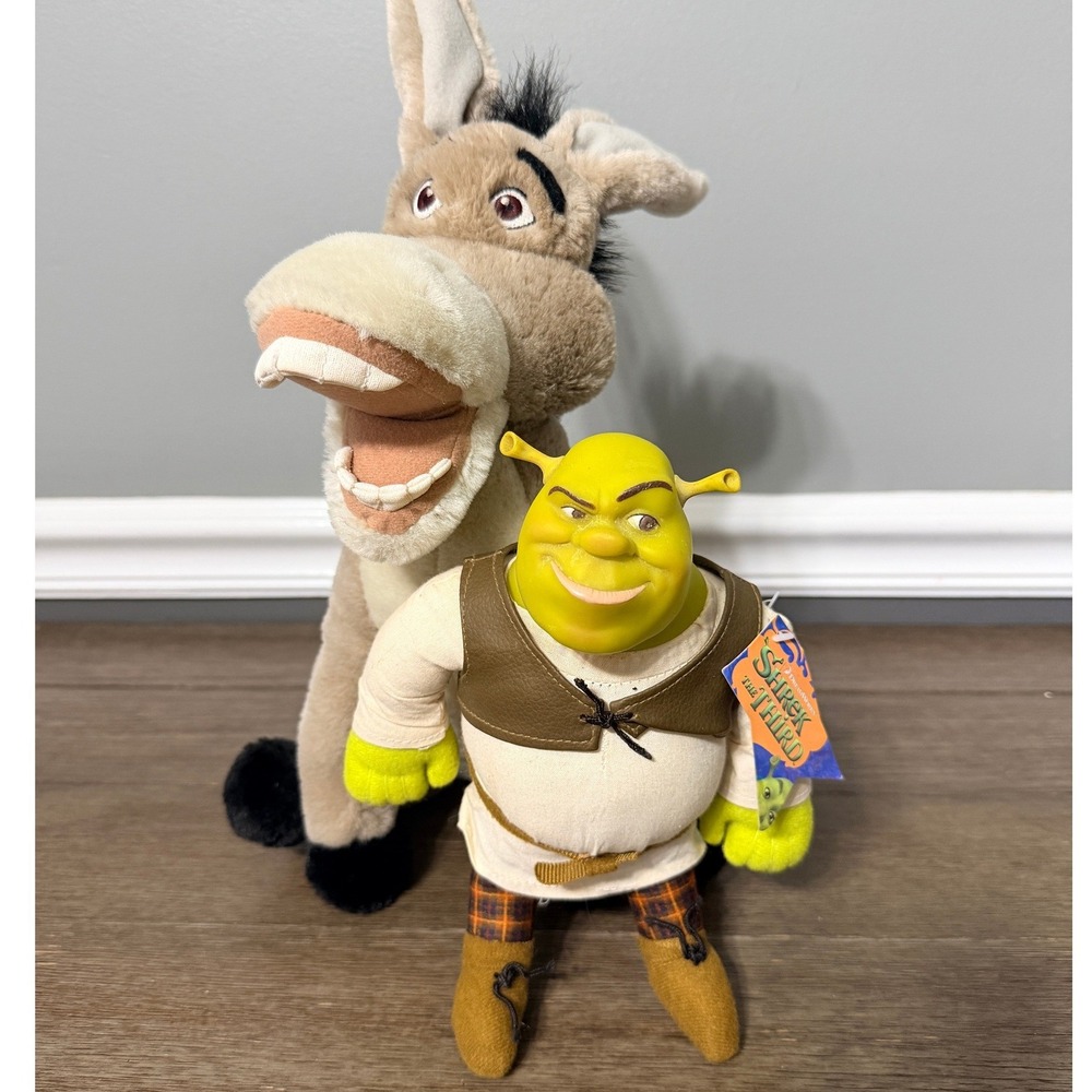 Shrek and Donkey Plush Toy Lot DreamWorks Shrek Movie Collectibles